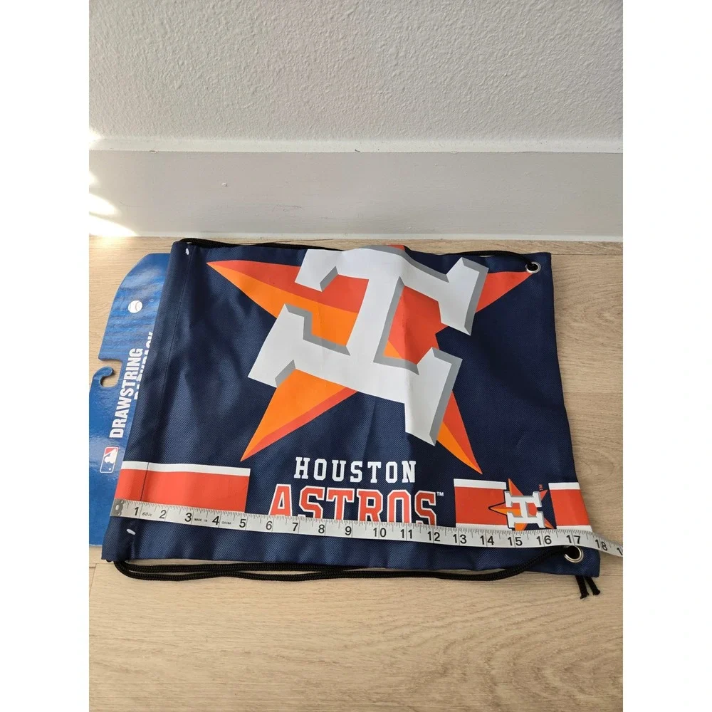 Houston Astros MLB Drawstring Backpack Navy Blue Orange Cinch Bag Collectible